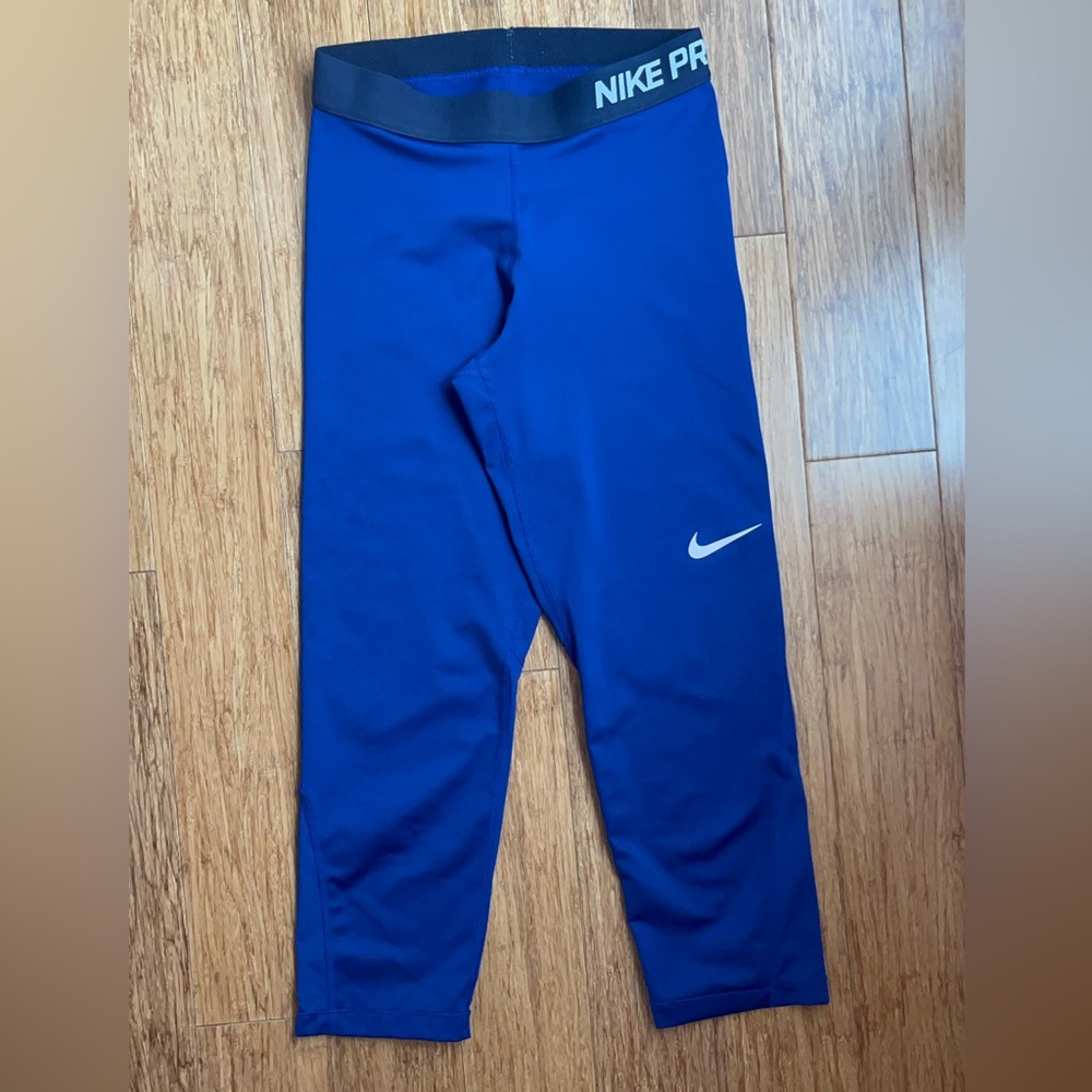 NIKE PRO DRI-FIT crop leggings size Small Blue - Picture 2 of 4
